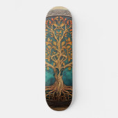 Spiritual Tree of Life Whimsical Ocean Blue Funky Skateboard (Vorderseite)