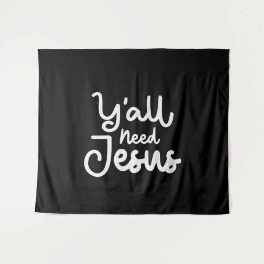 Spiritual Wake-Up Call - Y'all Need Jesus Wandteppich (Vorderseite (Horizontal))
