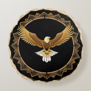 Spiritualer Adler-Harmonie- und Kraftsymbol-Dekor Rundes Kissen