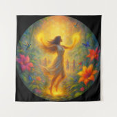 Spiritueel Wandkleed – Vrouw in Licht en Beweging Wandteppich (Vorderseite)