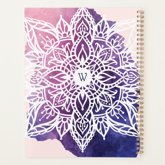 Spirituell Bio & geometrisch Mandala Wasserfarbe Planer (Rückseite)