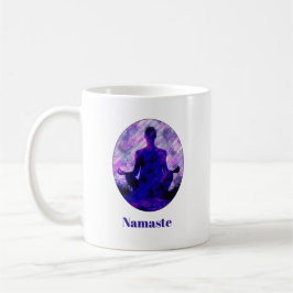 Spirituell Lila Sitzen Yoga Pose Namaste Kaffeetasse