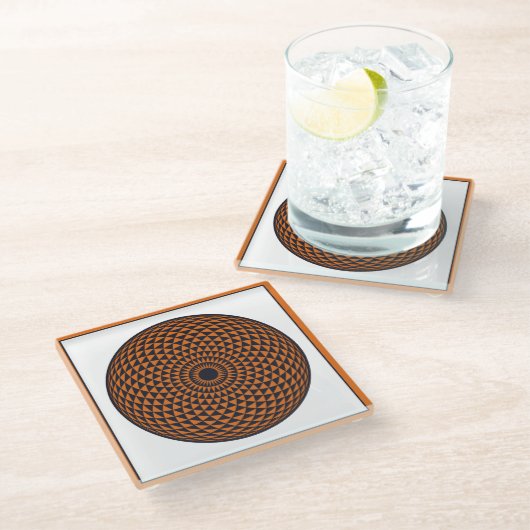 Spirituell Orange Gray Mandala Geometric Oriental Glasuntersetzer (Schrägansicht)