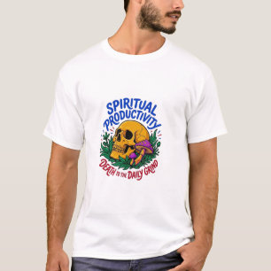Spirituell Produktivität Totenkopf und Pilz Grafik T-Shirt