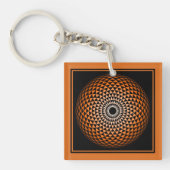 Spirituell Schwarz Orange Mandala Geometric Orient Schlüsselanhänger (Vorderseite)