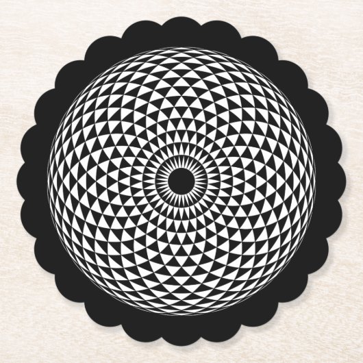 Spirituell Schwarz-weiß Mandala Geometric Graphic Untersetzer (Vorderseite)