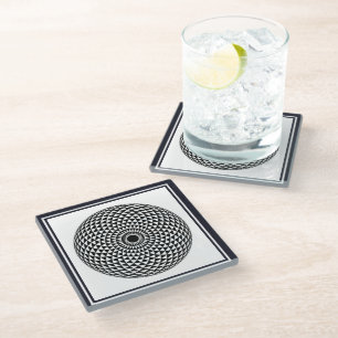 Spirituell Schwarz-weiß Mandala Geometric Oriental Glasuntersetzer