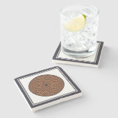 Spirituell Schwarz-weiß Mandala Geometric Oriental Steinuntersetzer (Seitenansicht)