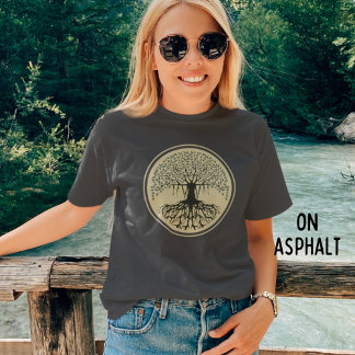Spirituelle Banyan Tree of Life Logo Blue Creme T-Shirt