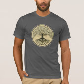 Spirituelle Banyan Tree of Life Logo Blue Creme T-Shirt (Vorderseite)