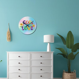 Spirituelle Biodizenz Gott ist Liebe Farbige Blume Runde Wanduhr