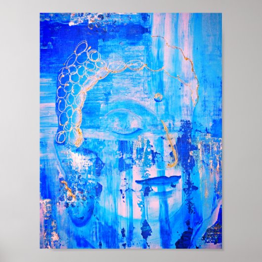 Spirituelle Blue Buddha Abstrakt Artwork Poster (Vorne)