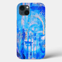 Spirituelle Blue Buddha Kopfstatue Abstrakte Kunst