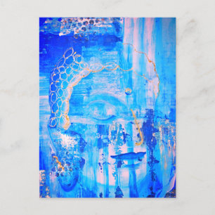 Spirituelle Blue Buddha Kopfstatue Abstrakte Kunst Postkarte