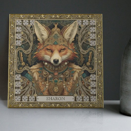 Spirituelle Fox Personalisierte Tribal Art Altarpi Fliese