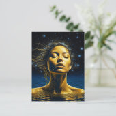 Spirituelle Frau im Wasser unter den Sternen Postkarte (Stehend Vorderseite)
