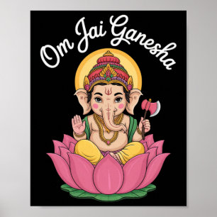 Spirituelle Ganesha-Lotus-Illustration Om Jai-Spru Poster