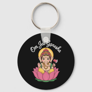 Spirituelle Ganesha-Lotus-Illustration Om Jai-Spru Schlüsselanhänger