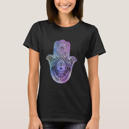 Spirituelle Hamsa Hand Mandala für Glück T-Shirt (Vorderseite)