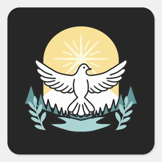 Spirituelle Kraft in Gott - Christlich Quadratischer Aufkleber (Vorderseite)