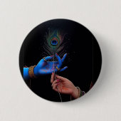 Spirituelle Krishna-Hand mit Flöten-Ästhetik-Pinba Button (Vorderseite)