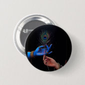 Spirituelle Krishna-Hand mit Flöten-Ästhetik-Pinba Button (Vorne & Hinten)
