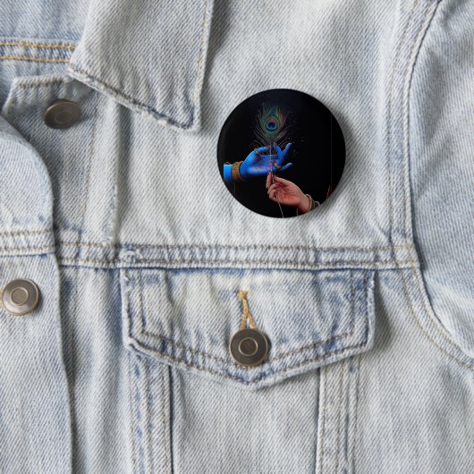 Spirituelle Krishna-Hand mit Flöten-Ästhetik-Pinba Button (Beispiel)