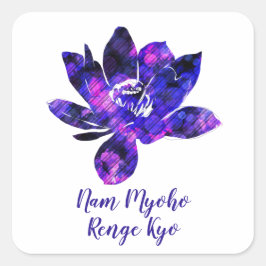 Spirituelle Lila Lotus Blume Nam Myoho Renge Kyo Quadratischer Aufkleber