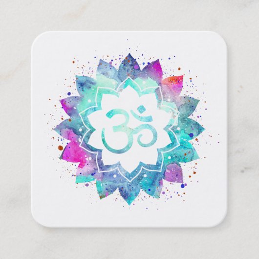 *~* Spirituelle Lotus Blume Mandala Om Om Symbol Quadratische Visitenkarte (Vorderseite)