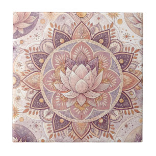 Spirituelle Lotusblume - Florales Mandala-Muster Fliese
