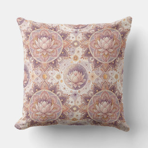 Spirituelle Lotusblume - Florales Mandala-Muster Kissen