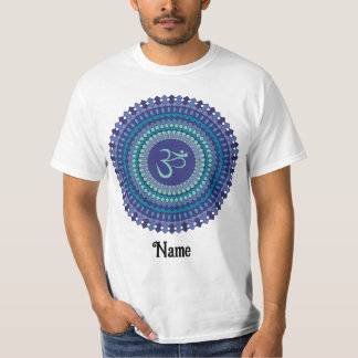 Spirituelle Mandala Om Lila Aqua Blau individuell T-Shirt