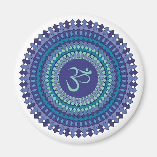 Spirituelle Mandala Om Lila Aqua Magnet (Vorne)