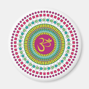 Spirituelle Mandala Om Symbol Rosa grüne Geometrie Magnet