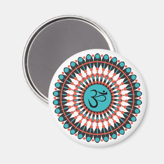 Spirituelle Mandala Om Symbol Türkis Geometrisch Magnet (Vorderseite/Rückseite)