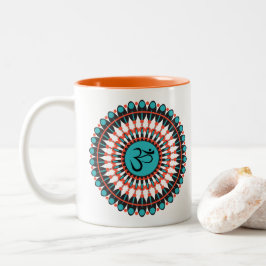 Spirituelle Mandala Om Symbol Türkis Geometrisch Zweifarbige Tasse