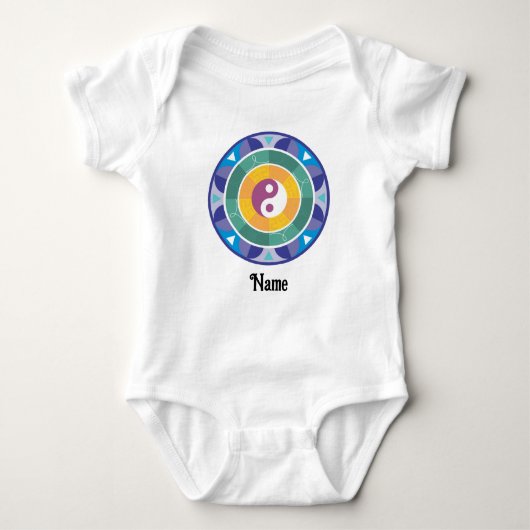 Spirituelle Mandala-Regenbogenfarbe Chinesisch ang Baby Strampler (Vorderseite)