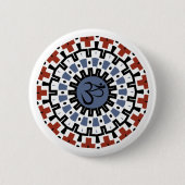 Spirituelle Mandala Yoga Om Blue Rust Kaleidoscope Button (Vorderseite)