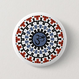 Spirituelle Mandala Yoga Om Blue Rust Kaleidoscope Button