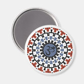 Spirituelle Mandala Yoga Om Blue Rust Kaleidoscope Magnet (Vorderseite/Rückseite)