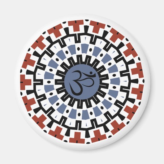 Spirituelle Mandala Yoga Om Blue Rust Kaleidoscope Magnet (Vorne)