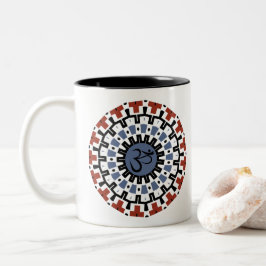 Spirituelle Mandala Yoga Om Blue Rust Kaleidoscope Zweifarbige Tasse