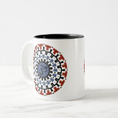 Spirituelle Mandala Yoga Om Blue Rust Kaleidoscope Zweifarbige Tasse (Vorderseite Links)