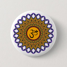 Spirituelle Mandala Yoga Om Peacock Kaleidoskop Button