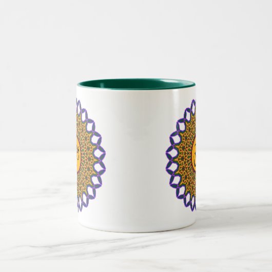 Spirituelle Mandala Yoga Om Peacock Kaleidoskop Zweifarbige Tasse (Mittel)