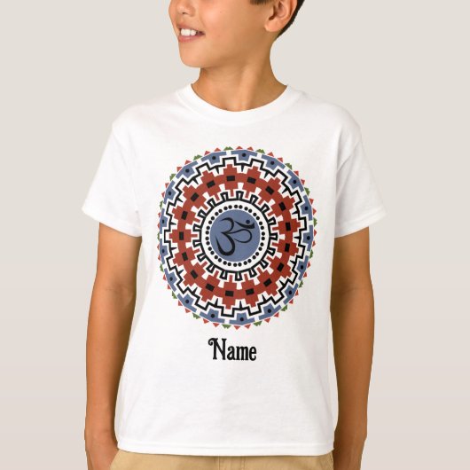 Spirituelle Mandala Yoga Om Rust Blau individuell  T-Shirt (Vorderseite)