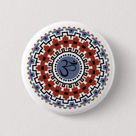 Spirituelle Mandala Yoga Om Rust Blue Kaleidoskop Button (Vorderseite)