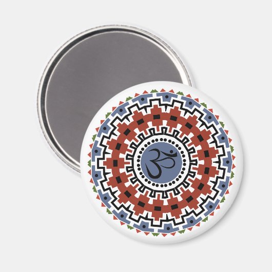 Spirituelle Mandala Yoga Om Rust Blue Kaleidoskop Magnet (Vorderseite/Rückseite)