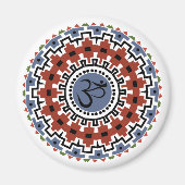 Spirituelle Mandala Yoga Om Rust Blue Kaleidoskop Magnet (Vorne)