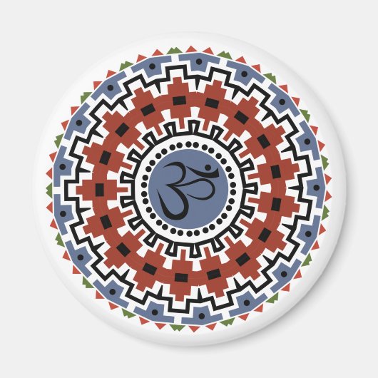 Spirituelle Mandala Yoga Om Rust Blue Kaleidoskop Magnet (Vorne)